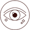 Icône représentant un œil stylisé entouré d’éléments lumineux, illustrant les soins du regard, l’éclat du contour des yeux et les traitements beauté ciblés pour cette zone du visage.