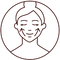 Icône représentant un visage stylisé entouré d’un cercle, illustrant les soins du visage, l’expertise beauté et les rituels dédiés à l’éclat et à la santé de la peau.